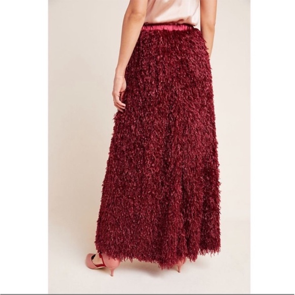NWT Anthropologie Sunday in Brooklyn Chantal Ostrich Red Feather Long Skirt, S - Picture 2 of 9